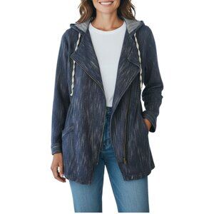 CAbi Denim Blue#5100 Adventure Anorak Hooded Denim Zip Up‎ Jacket Size S